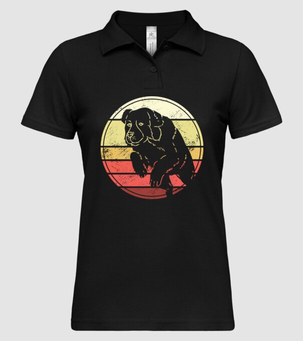 Câine Retro Landseer model negru pe tricou