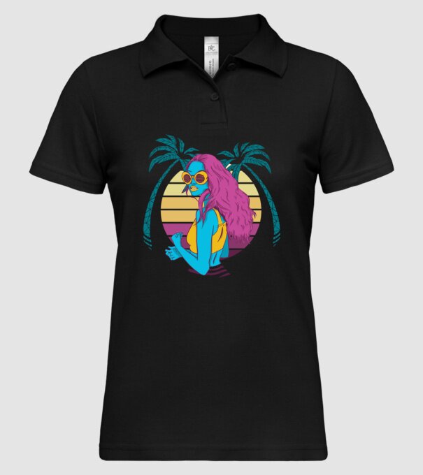 Fată Retro model negru pe tricou