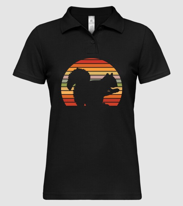 Veveriță Retro model negru pe tricou