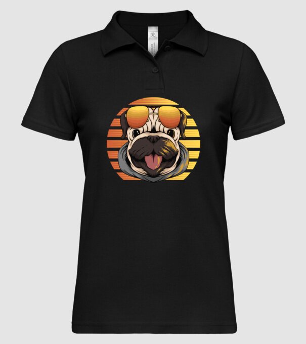 Retro mops model negru pe tricou
