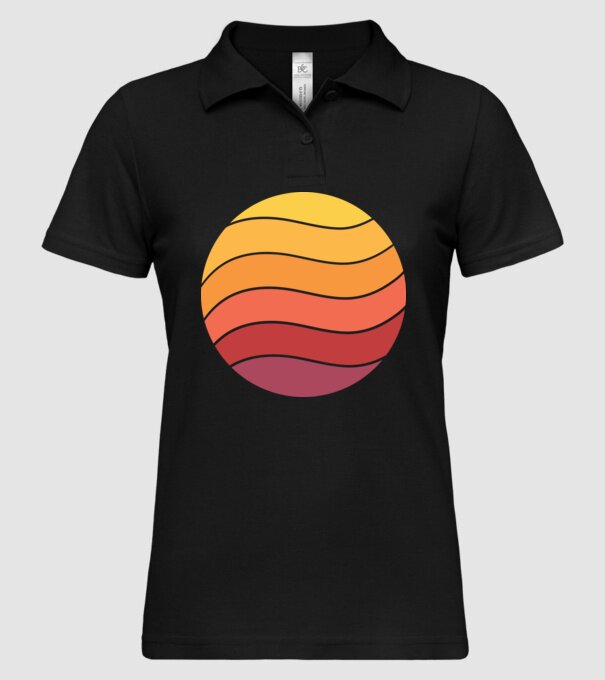 Fond Retro Apus de soare model negru pe tricou