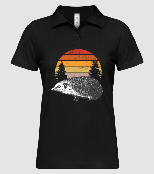 Arici Retro model negru pe tricou