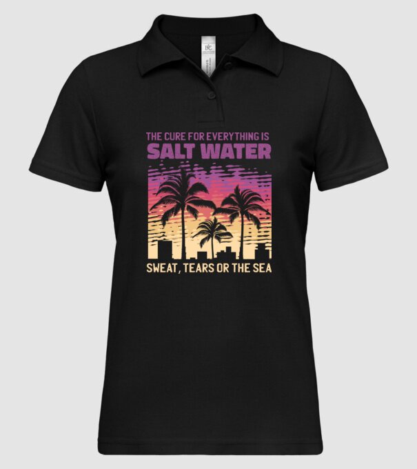 Retro Sunset - Apa sărată este leac pentru orice model negru pe tricou
