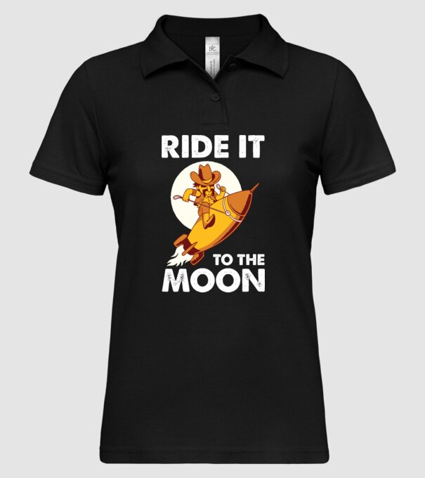 Ride it to the moon Bitcoin model negru pe tricou