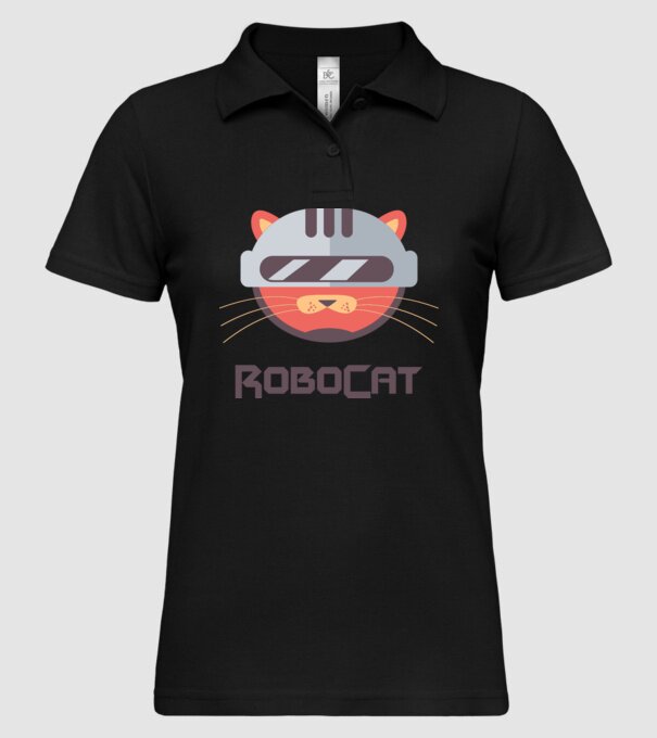 Robocat model negru pe tricou
