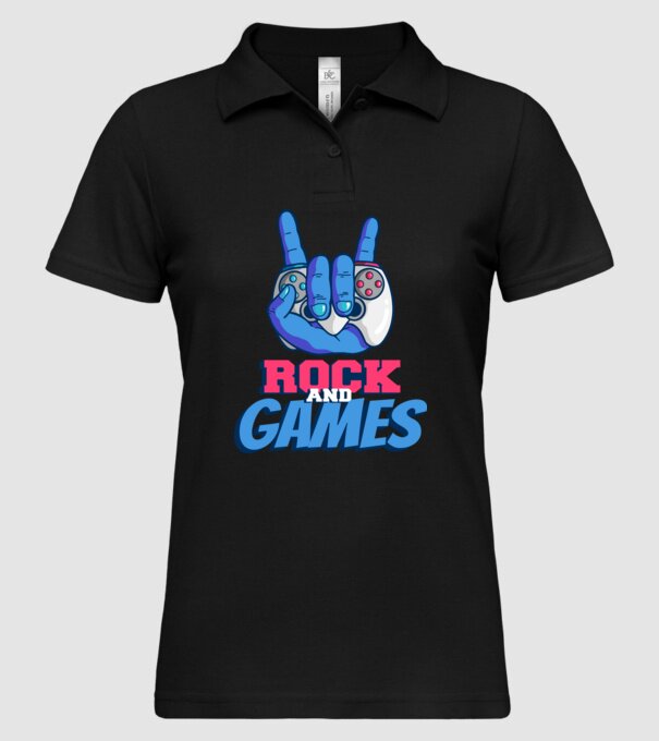 Rock And Games model negru pe tricou
