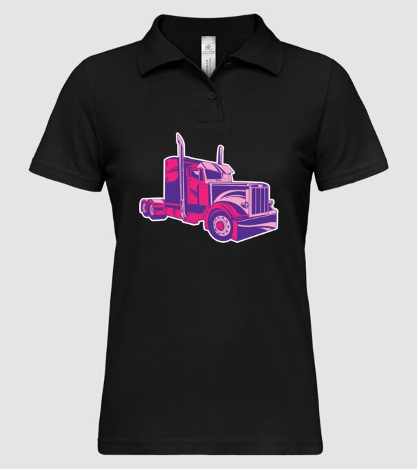 Camion roz model negru pe tricou
