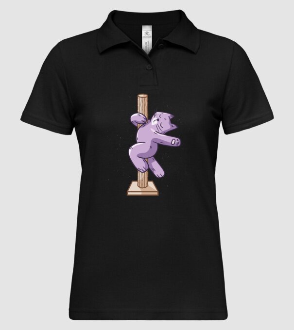 Pisică Dansatoare la bară model negru pe tricou