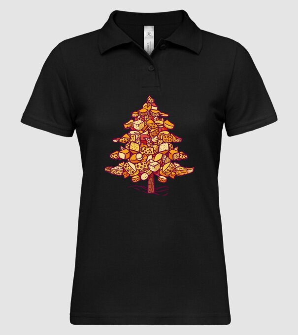 Pom de Crăciun cu Brânză model negru pe tricou