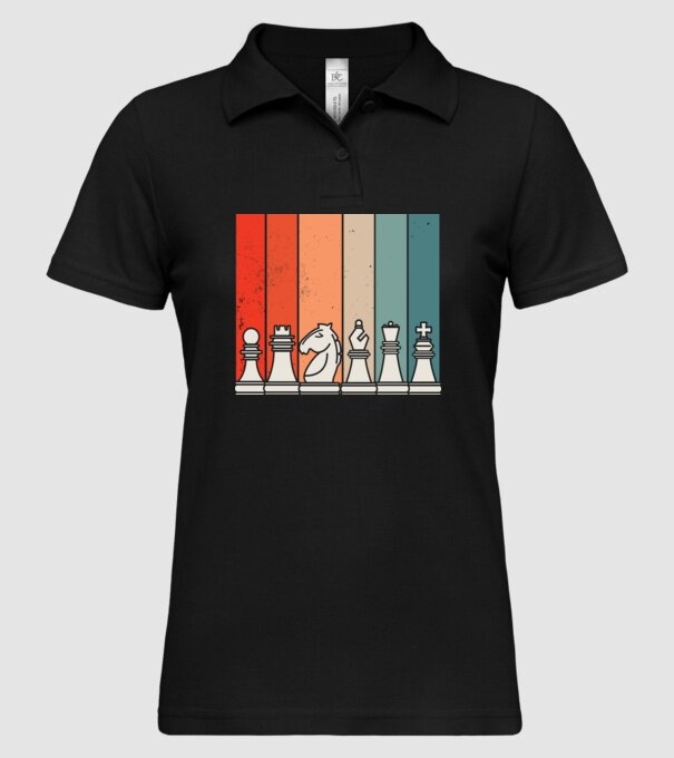 Șah Retro model negru pe tricou