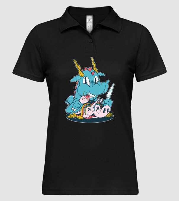 Dragonul a mâncat unicornul model negru pe tricou