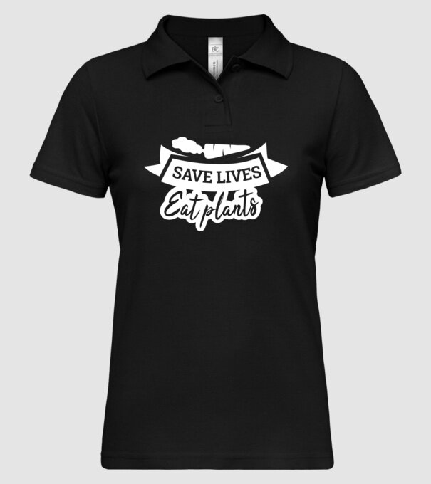 Save lives eat plants model negru pe tricou