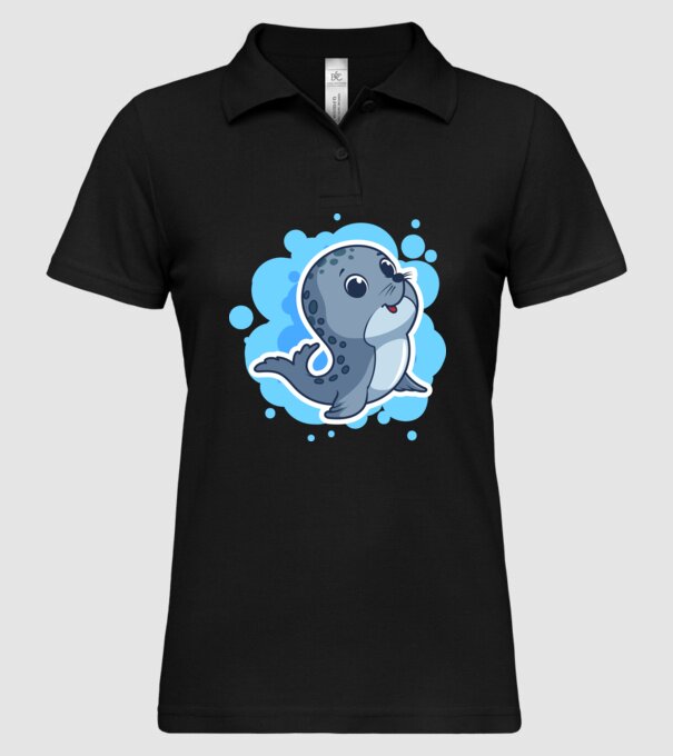Sea Lion - Focă drăguță model negru pe tricou