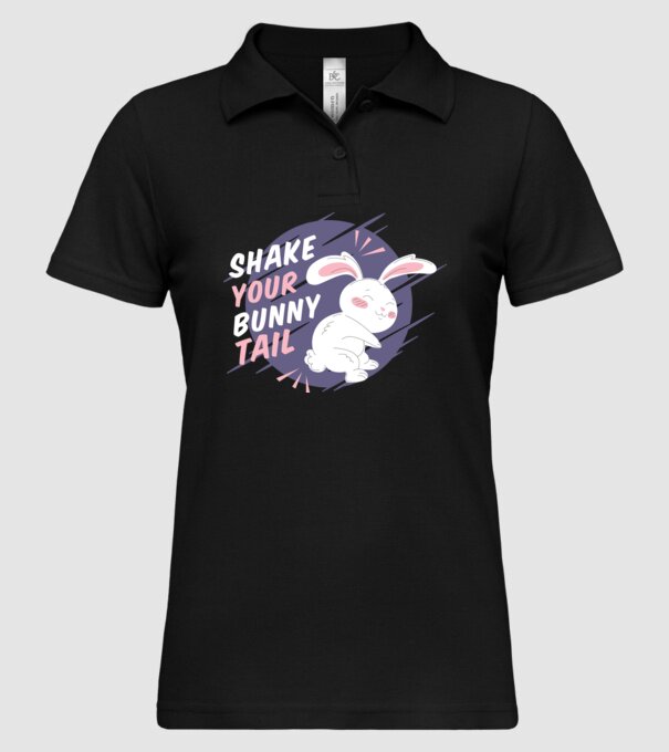 Shake your bunny tail model negru pe tricou