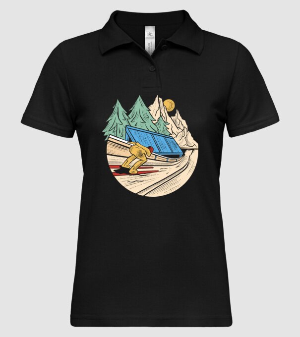 Săritor cu schiuri model negru pe tricou