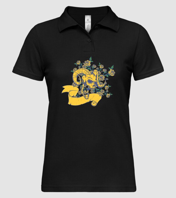 Skull with Roses model negru pe tricou