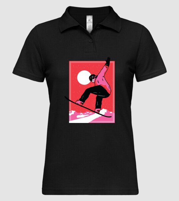 Snowboard poster model negru pe tricou