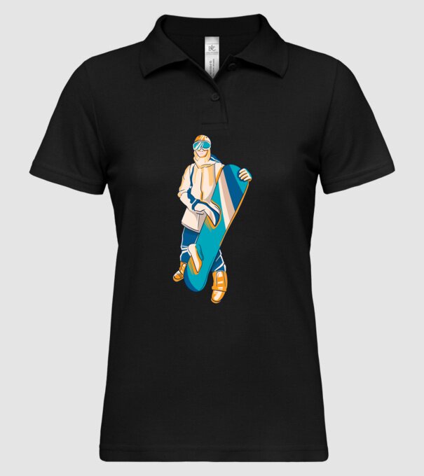 Snowboarder model negru pe tricou