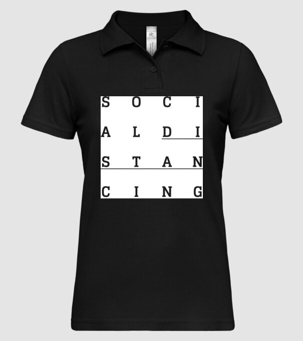 Social distancing model negru pe tricou