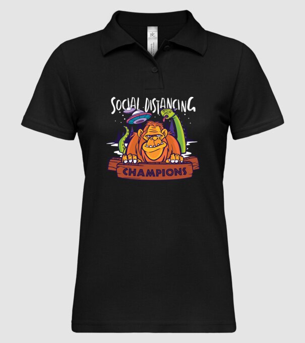 Campioni Social Distancing model negru pe tricou