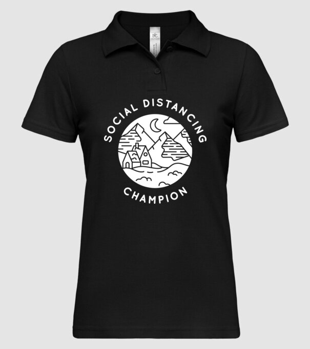 Social distancing champion model negru pe tricou