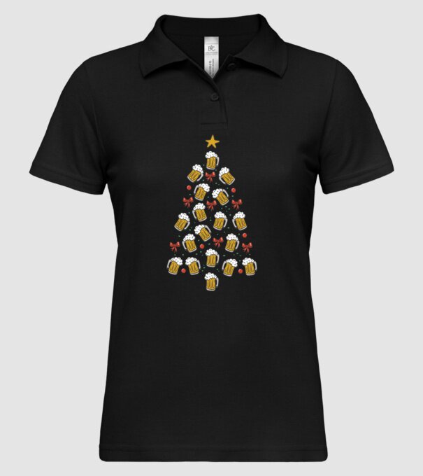 Pom de Crăciun cu Bere model negru pe tricou
