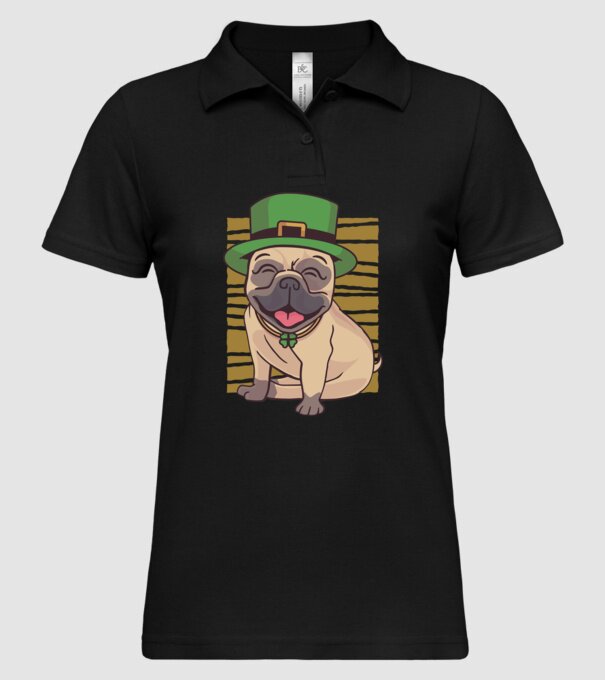 Sfântul Patrick Mops model negru pe tricou