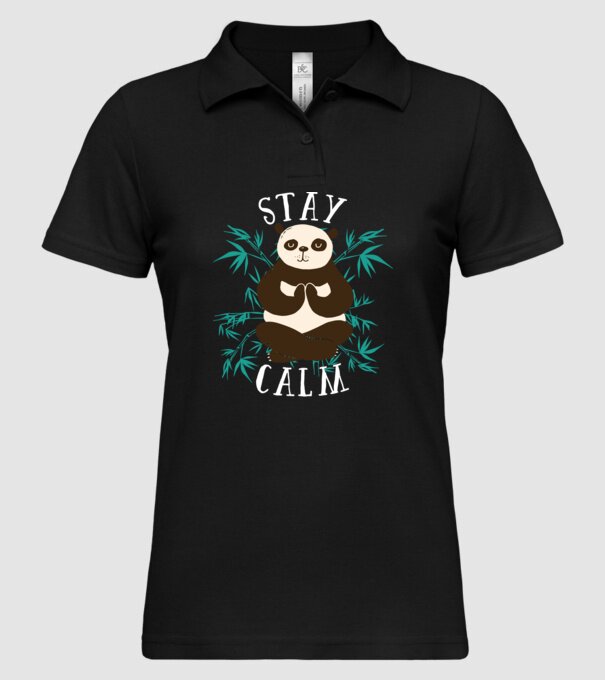 Stay Calm Panda meditație model negru pe tricou