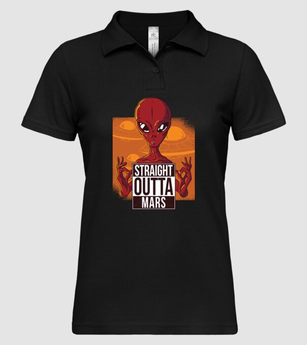 Straight Outta Mars Alien model negru pe tricou