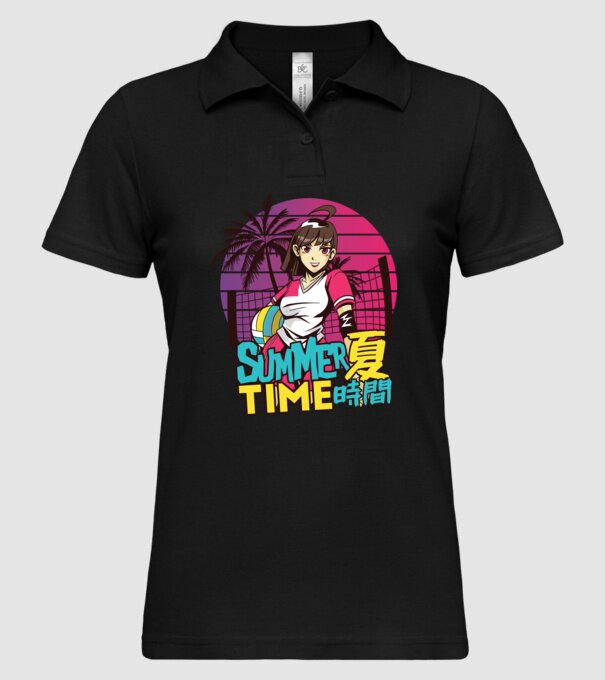 Summer Girl Anime Fată Manga model negru pe tricou