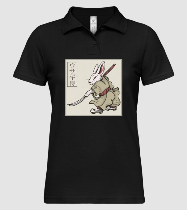 Iepure Samurai model negru pe tricou