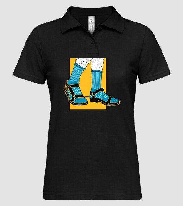 Sandale cu șosete model negru pe tricou