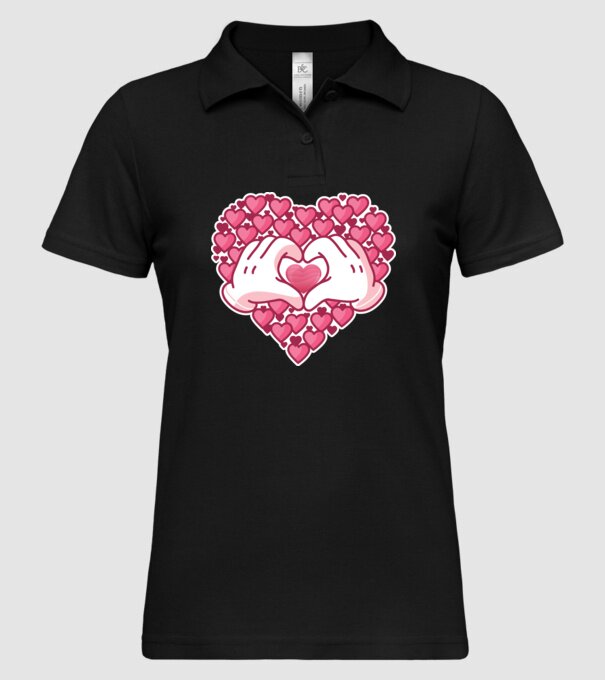 'Inimi îndrăgostite pentru Valentine''s Day' model negru pe tricou