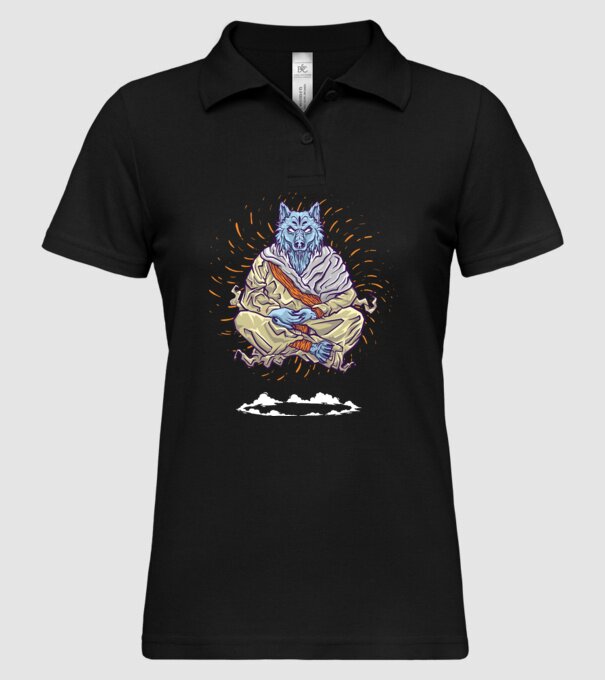 Lup Călugăr model negru pe tricou