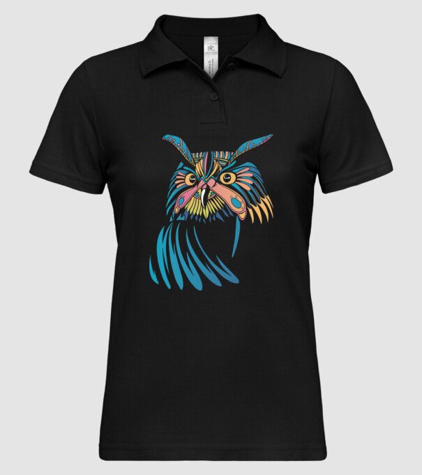 Bufniță colorată model negru pe tricou