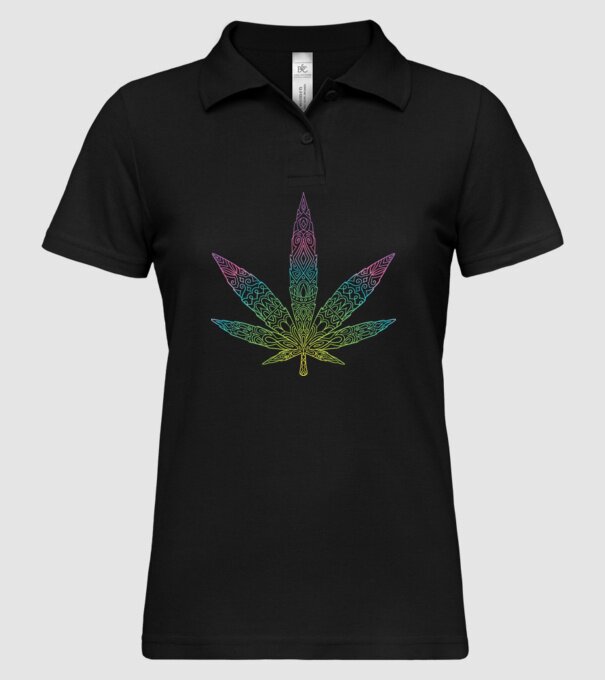 Frunză colorată de marijuana model negru pe tricou