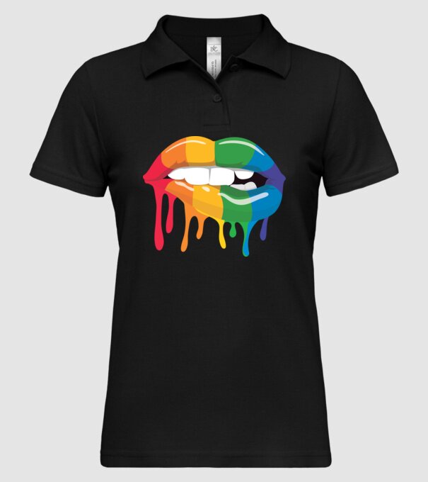 Gură curcubeu model negru pe tricou