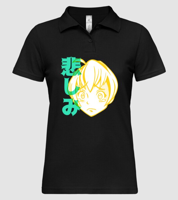 fată tristă Anime model negru pe tricou