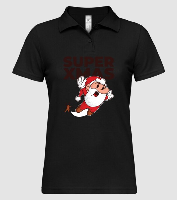 Super Moș Crăciun tricou de Crăciun model negru pe tricou