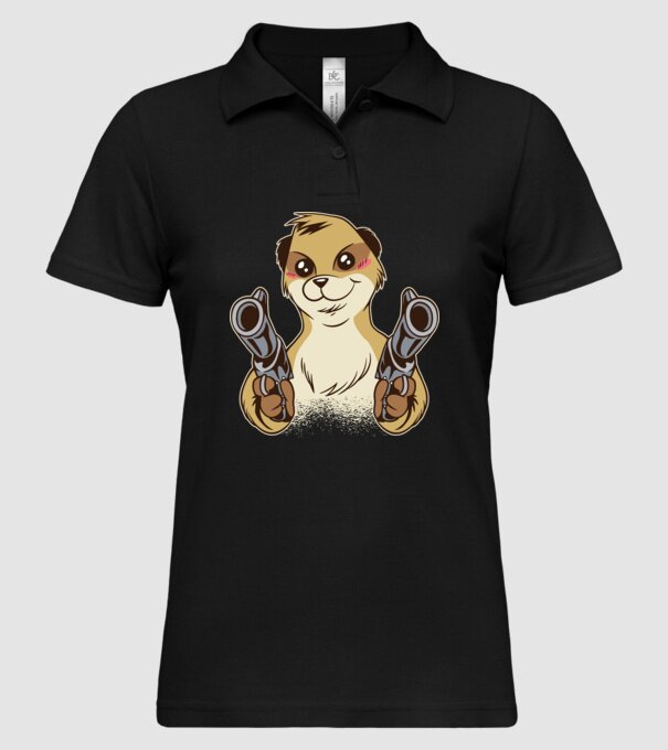Suricată cu armă model negru pe tricou