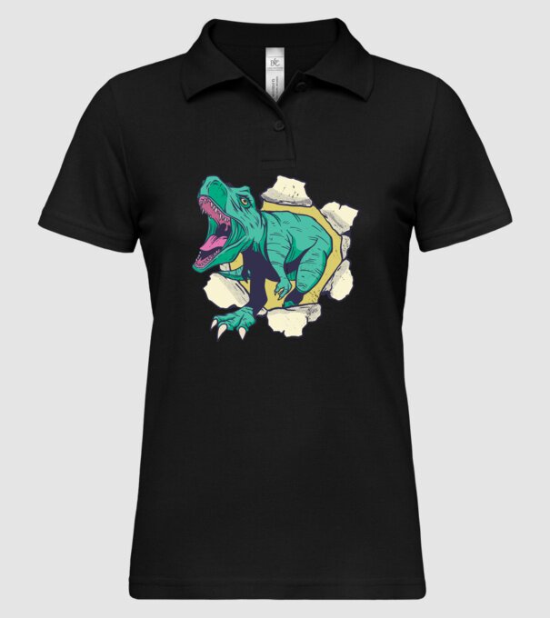 T-rex 3D model negru pe tricou