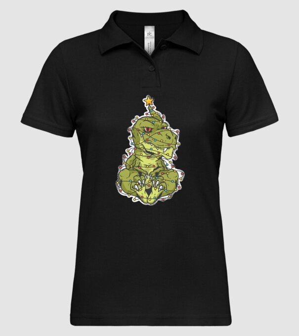 Dinozaur T-rex Pom de Crăciun tricou model negru pe tricou