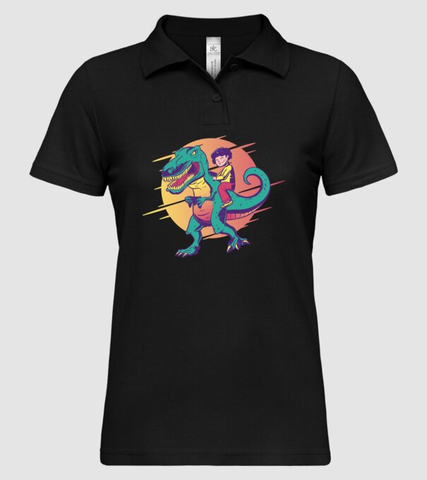 T-rex Gamer dinozaur model negru pe tricou