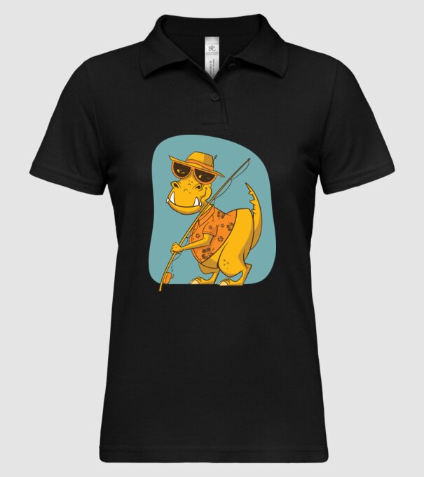 T-rex Pescar model negru pe tricou