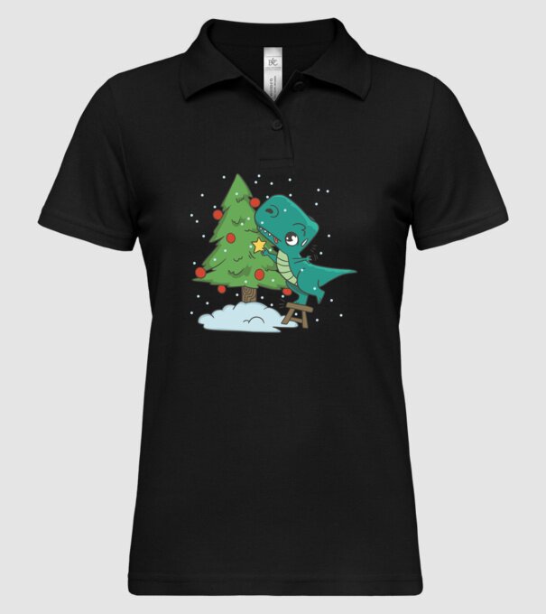 T-rex decorare pom de Crăciun model negru pe tricou