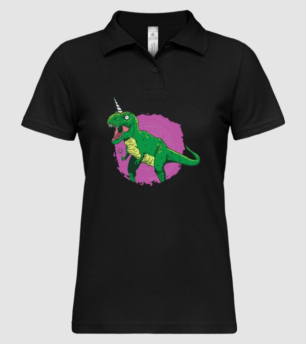 T-rex unicorn model negru pe tricou