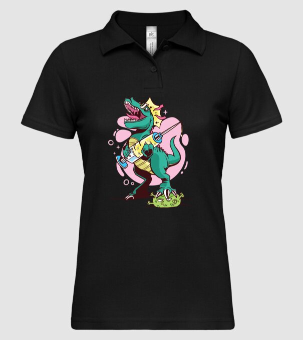T-rex Vaccin model negru pe tricou