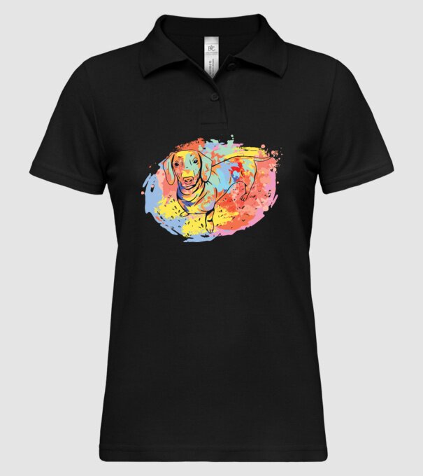 Teckel colorat model negru pe tricou