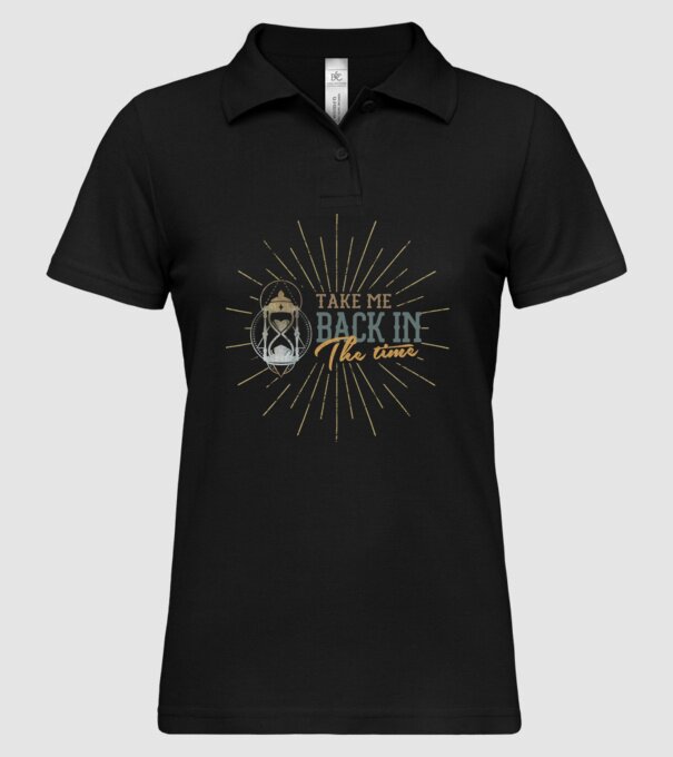 Take me back in the time model negru pe tricou