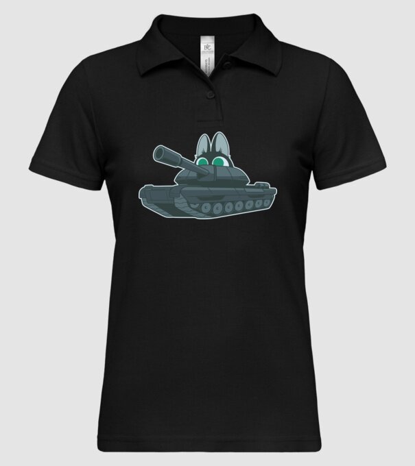 Pisică cu tanc model negru pe tricou